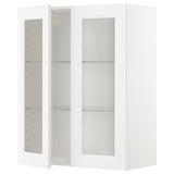 METOD wall cabinet w shelves/2 glass drs, white/Axstad matt white, 80x100 cm