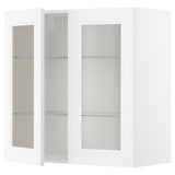 METOD wall cabinet w shelves/2 glass drs, white/Axstad matt white, 80x80 cm
