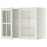 METOD wall cabinet w shelves/2 glass drs, white/Bodbyn off-white, 80x60 cm