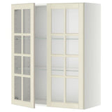 METOD wall cabinet w shelves/2 glass drs, white/Bodbyn off-white, 80x100 cm
