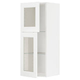 METOD wall cabinet w shelves/2 glass drs, white Enköping/white wood effect, 40x100 cm