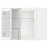 METOD wall cabinet w shelves/2 glass drs, white/Hejsta white clear glass, 80x60 cm
