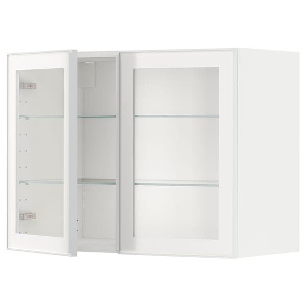 Ikea METOD - Wall cabinet w shelves/2 glass drs, white/Hejsta white clear glass, 80x60 cm