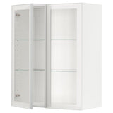 METOD wall cabinet w shelves/2 glass drs, white/Hejsta white clear glass, 80x100 cm