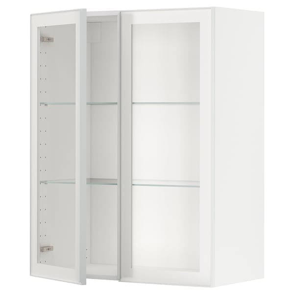 Ikea METOD - Wall cabinet w shelves/2 glass drs, white/Hejsta white clear glass, 80x100 cm