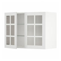 METOD wall cabinet w shelves/2 glass drs, white/Stensund white, 80x60 cm