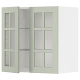 METOD wall cabinet w shelves/2 glass drs, white/Stensund light green, 60x60 cm