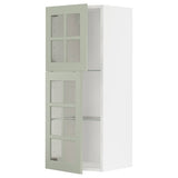 METOD wall cabinet w shelves/2 glass drs, white/Stensund light green, 40x100 cm