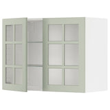 METOD wall cabinet w shelves/2 glass drs, white/Stensund light green, 80x60 cm