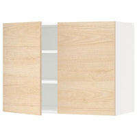 METOD wall cabinet with shelves/2 doors, white/Askersund light ash effect, 80x60 cm