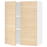 METOD wall cabinet with shelves/2 doors, white/Askersund light ash effect, 80x100 cm