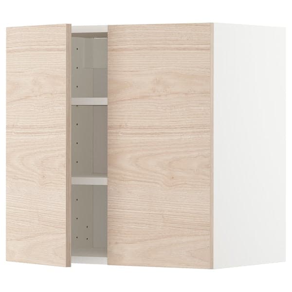 Ikea METOD - Wall cabinet with shelves/2 doors, white/Askersund light ash effect, 60x60 cm