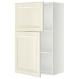 METOD wall cabinet with shelves/2 doors, white/Bodbyn off-white, 60x100 cm