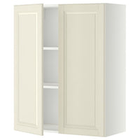 METOD wall cabinet with shelves/2 doors, white/Bodbyn off-white, 80x100 cm