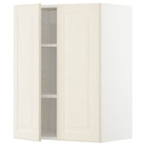 METOD wall cabinet with shelves/2 doors, white/Bodbyn off-white, 60x80 cm