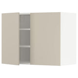 METOD wall cabinet with shelves/2 doors, white/Havstorp beige, 80x60 cm