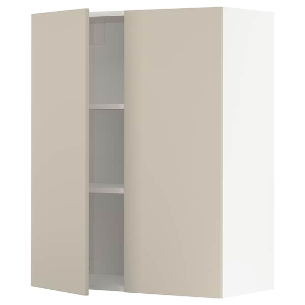 Ikea METOD - Wall cabinet with shelves/2 doors, white/Havstorp beige, 80x100 cm