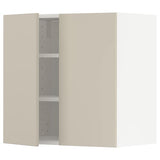 METOD wall cabinet with shelves/2 doors, white/Havstorp beige, 60x60 cm