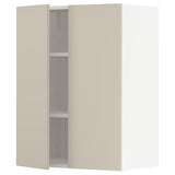 METOD wall cabinet with shelves/2 doors, white/Havstorp beige, 60x80 cm