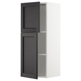 METOD wall cabinet with shelves/2 doors, white/Lerhyttan black stained, 40x100 cm