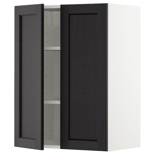 Ikea METOD - Wall cabinet with shelves/2 doors, white/Lerhyttan black stained, 60x80 cm