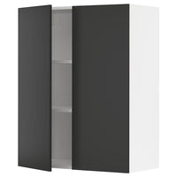 METOD wall cabinet with shelves/2 doors, white/Nickebo matt anthracite, 80x100 cm