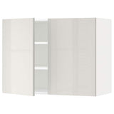 METOD wall cabinet with shelves/2 doors, white/Ringhult light grey, 80x60 cm