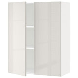 METOD wall cabinet with shelves/2 doors, white/Ringhult light grey, 80x100 cm
