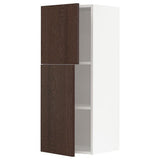 METOD wall cabinet with shelves/2 doors, white/Sinarp brown, 40x100 cm