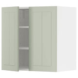 METOD wall cabinet with shelves/2 doors, white/Stensund light green, 60x60 cm