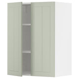 METOD wall cabinet with shelves/2 doors, white/Stensund light green, 60x80 cm