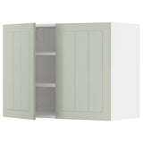 METOD wall cabinet with shelves/2 doors, white/Stensund light green, 80x60 cm