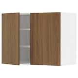 METOD wall cabinet with shelves/2 doors, white/Tistorp brown walnut effect, 80x60 cm
