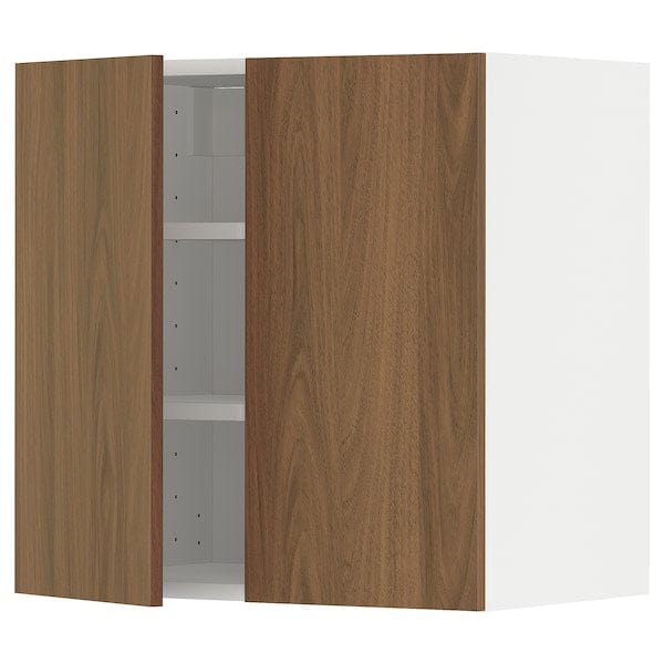 Ikea METOD - Wall cabinet with shelves/2 doors, white/Tistorp brown walnut effect, 60x60 cm