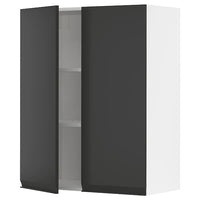 METOD wall cabinet with shelves/2 doors, white/Upplöv matt anthracite, 80x100 cm