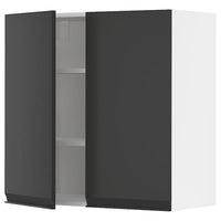 METOD wall cabinet with shelves/2 doors, white/Upplöv matt anthracite, 80x80 cm