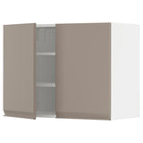 METOD wall cabinet with shelves/2 doors, white/Upplöv matt dark beige, 80x60 cm