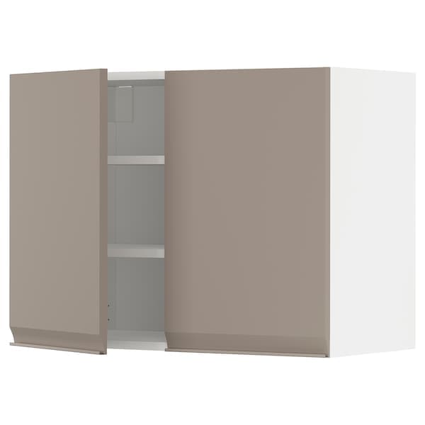 Ikea METOD - Wall cabinet with shelves/2 doors, white/Upplöv matt dark beige, 80x60 cm