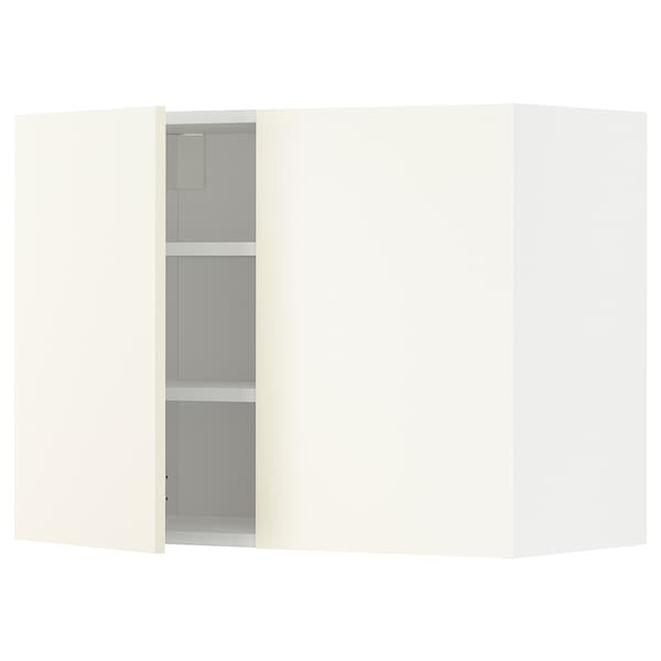 METOD - Wall cabinet with shelves/2 doors, white/Vallstena white, 80x60 cm - best price from Maltashopper.com 59507262