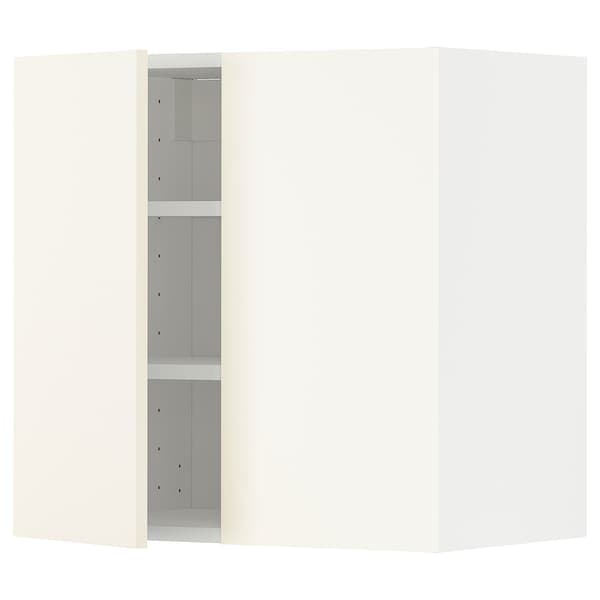 METOD - Wall cabinet with shelves/2 doors, white/Vallstena white, 60x60 cm - best price from Maltashopper.com 89507270