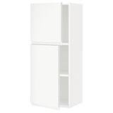 METOD wall cabinet with shelves/2 doors, white/Voxtorp matt white, 40x100 cm