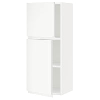 METOD wall cabinet with shelves/2 doors, white/Voxtorp matt white, 40x100 cm