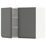 METOD wall cabinet with shelves/2 doors, white/Voxtorp dark grey, 80x60 cm