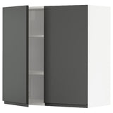 METOD wall cabinet with shelves/2 doors, white/Voxtorp dark grey, 80x80 cm