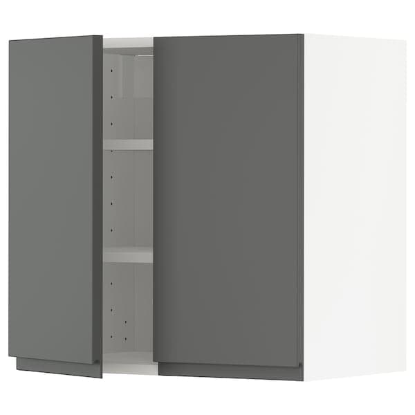 Ikea METOD - Wall cabinet with shelves/2 doors, white/Voxtorp dark grey, 60x60 cm