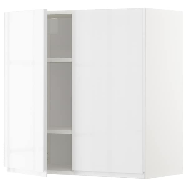 Ikea METOD - Wall cabinet with shelves/2 doors, white/Voxtorp high-gloss/white, 80x80 cm