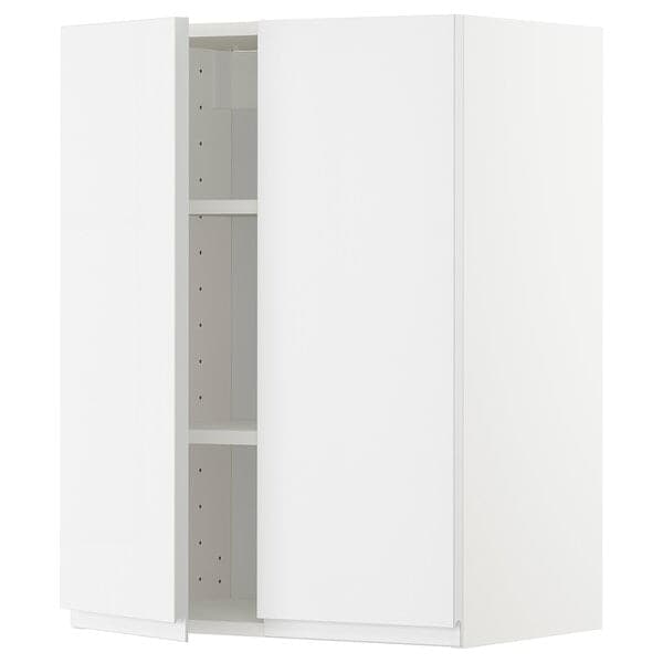METOD - Wall cabinet with shelves/2 doors, white/Voxtorp high-gloss/white, 60x80 cm - best price from Maltashopper.com 99465972