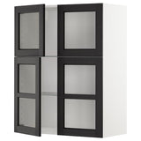 METOD wall cabinet w shelves/4 glass drs, white/Lerhyttan black stained, 80x100 cm