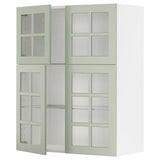 METOD wall cabinet w shelves/4 glass drs, white/Stensund light green, 80x100 cm