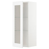 METOD wall cabinet w shelves/glass door, white/Axstad matt white, 40x100 cm